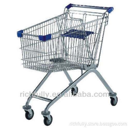 Wholesale 100L European small mini supermarket shopping cart with chair foldable